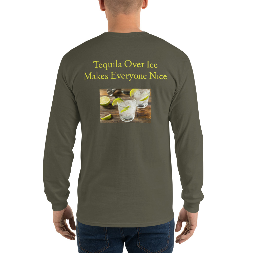 Men’s Graphic Tequila Over Ice Long Sleeve T-Shirt Shirt - Image 4