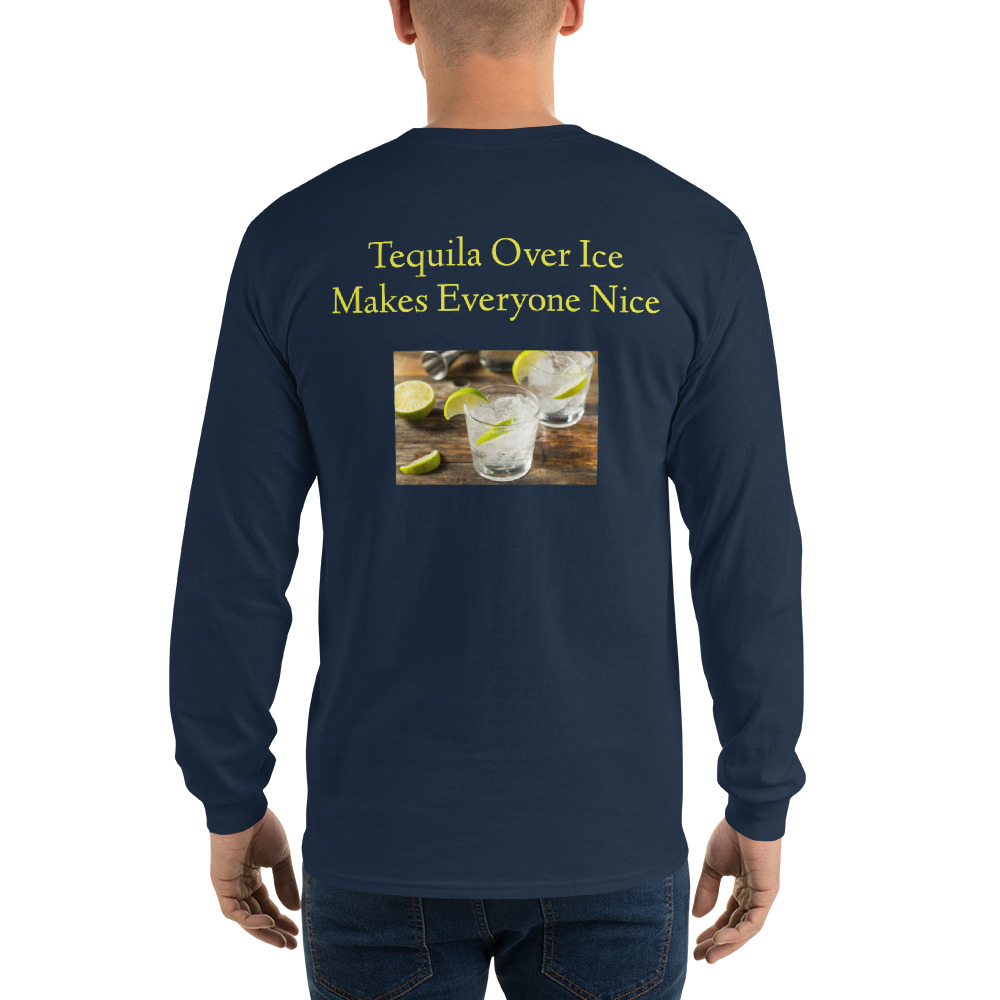 Men’s Graphic Tequila Over Ice Long Sleeve T-Shirt Shirt - Image 3