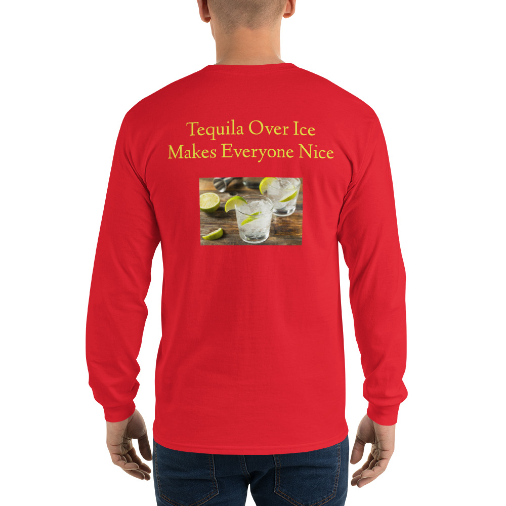 Men’s Graphic Tequila Over Ice Long Sleeve T-Shirt Shirt