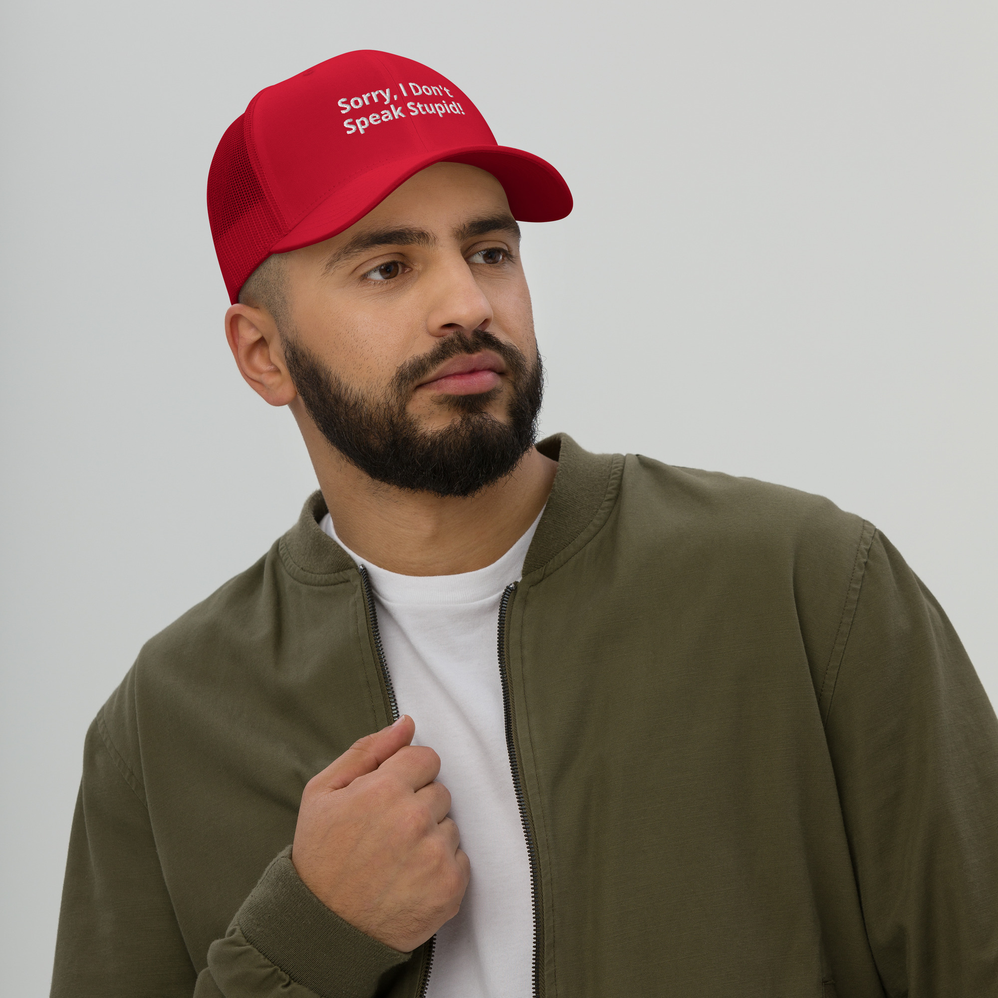 Sorry I Don't Speak Stupid! Mesh Trucker Cap - Image 2