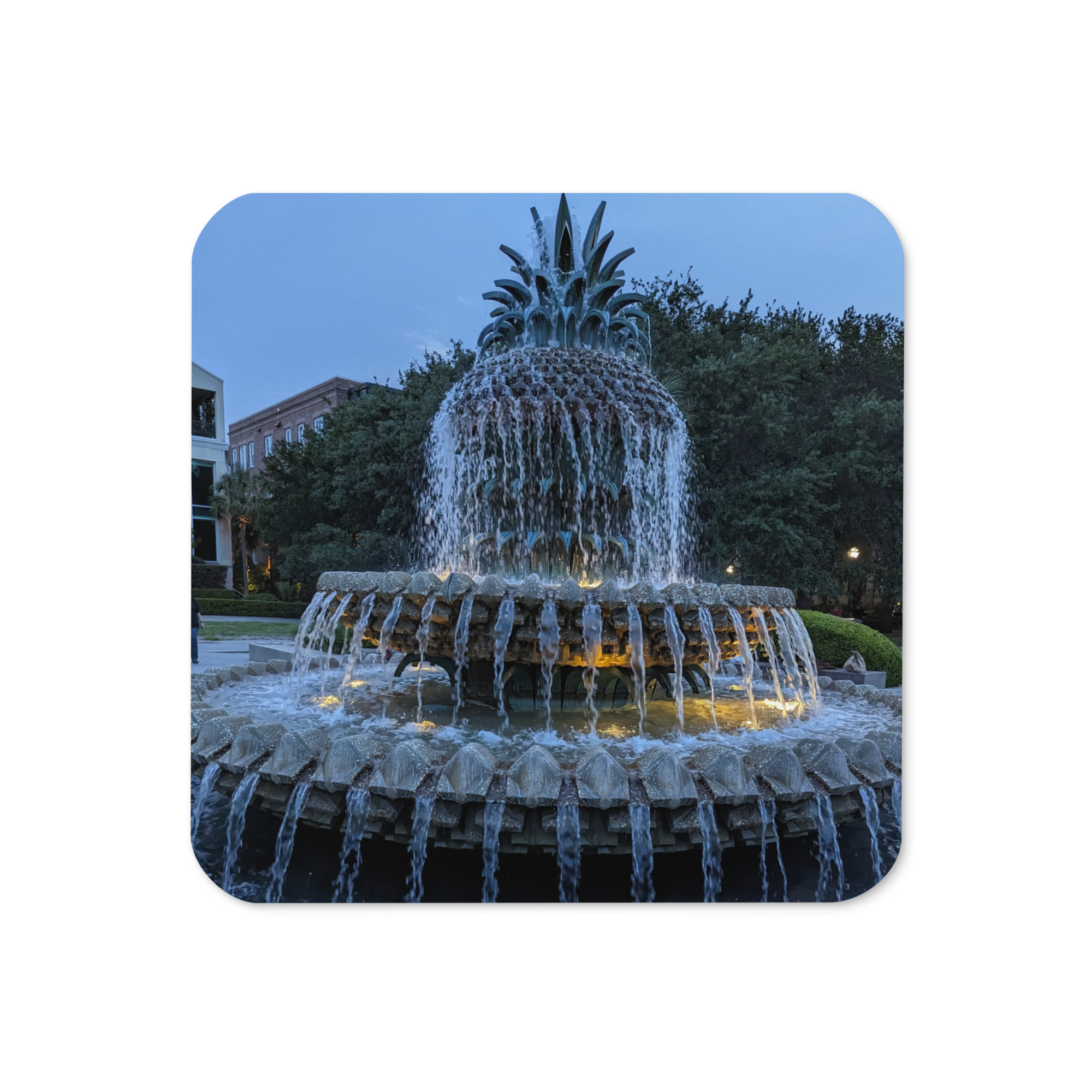 Pineapple Fountain Cork-Back Coaster