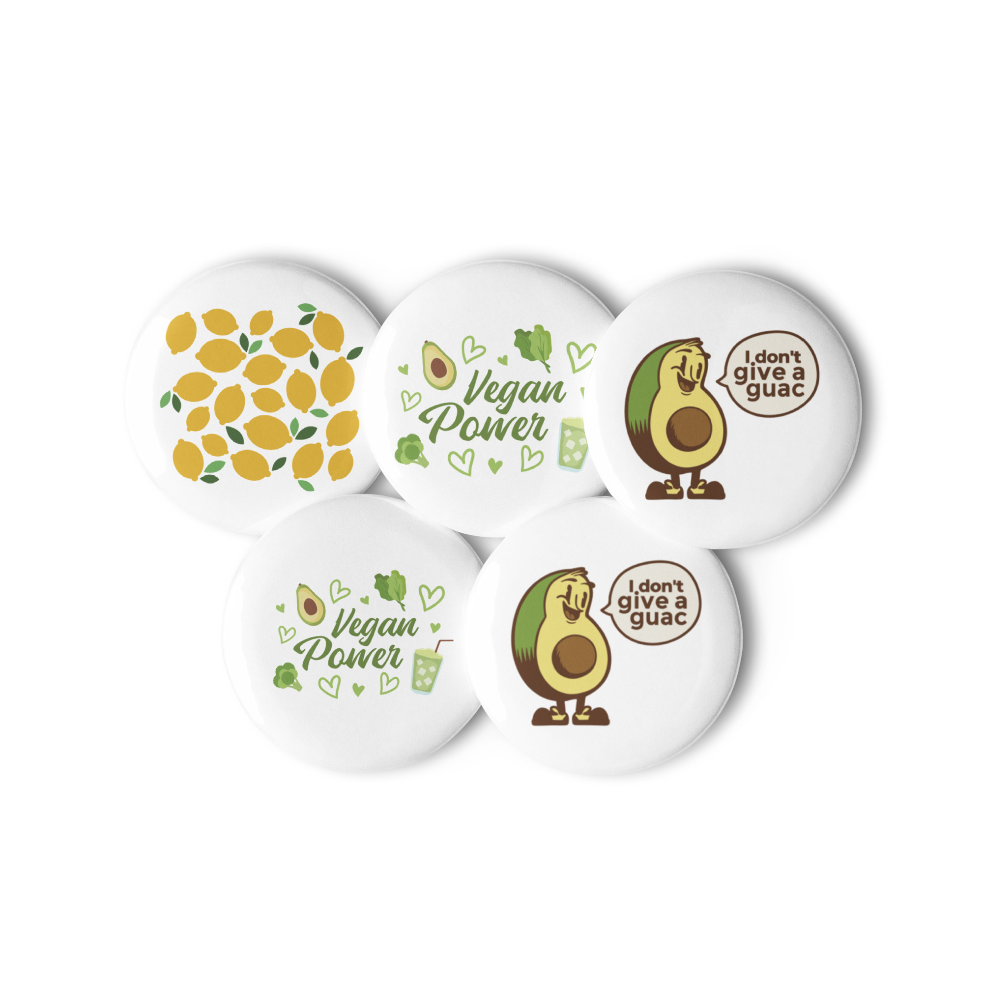 Vegan Set of 5 Pin Buttons