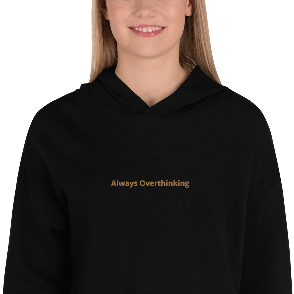 Embroidered Overthinking Crop Hoodie - Image 2
